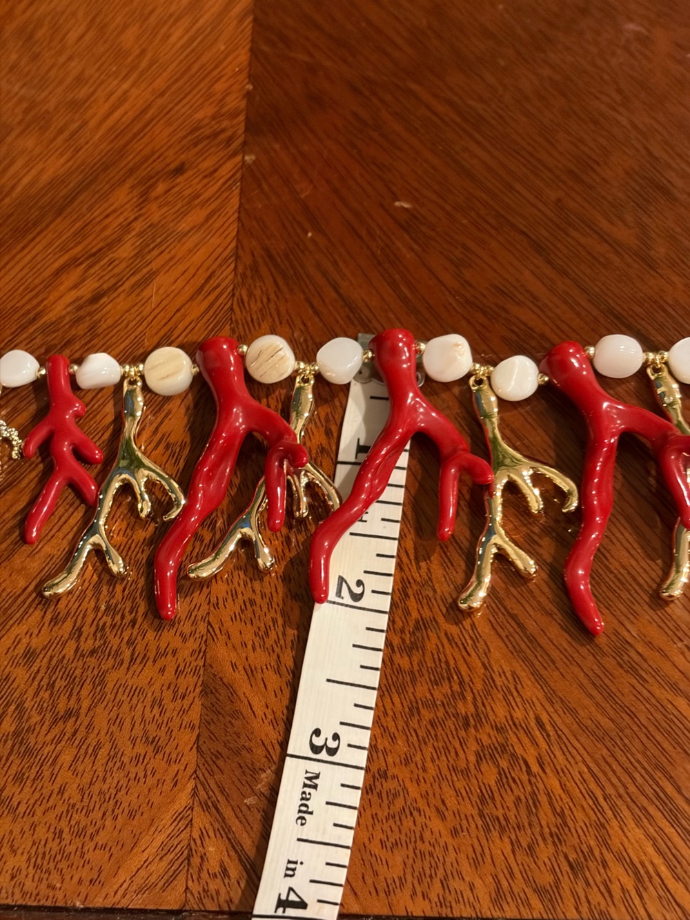 House of Harlow 1960 Red Coral & Gold Branch Pearl Necklace - Picture 6 of 7